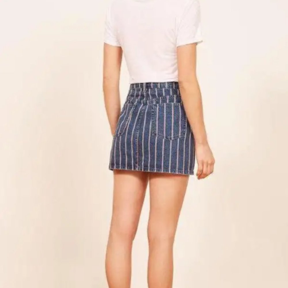 Reformation Ella Jean Skirt in Tommy Stripe Size 30